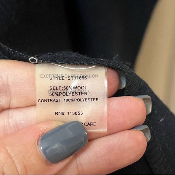 Sugarlips Elegant Black Wool Vest Coat Size Medium Open Front - Picture 4 of 8